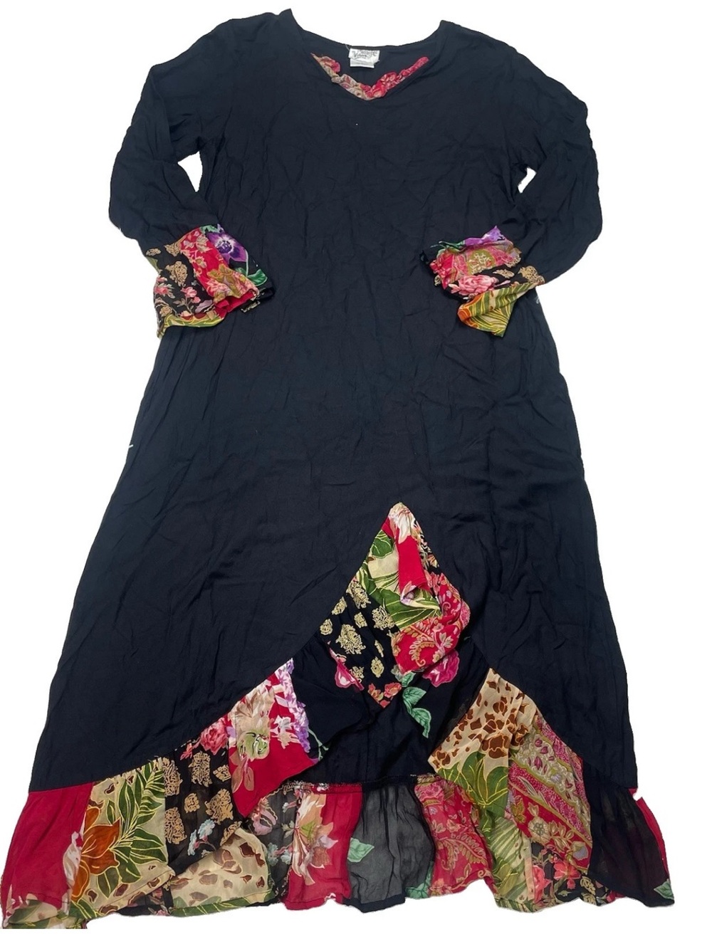 Midnight Velvet Women’s Size S Small Black Floral Maxi Dress Rayon Feminine